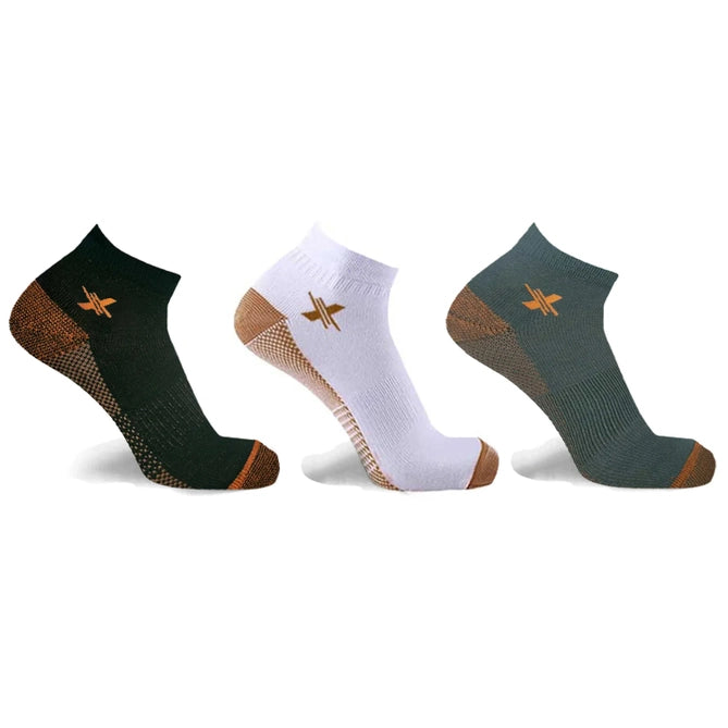 COPPER-INFUSED ANKLE SOCKS (3-PAIRS PACKED TOGETHER)