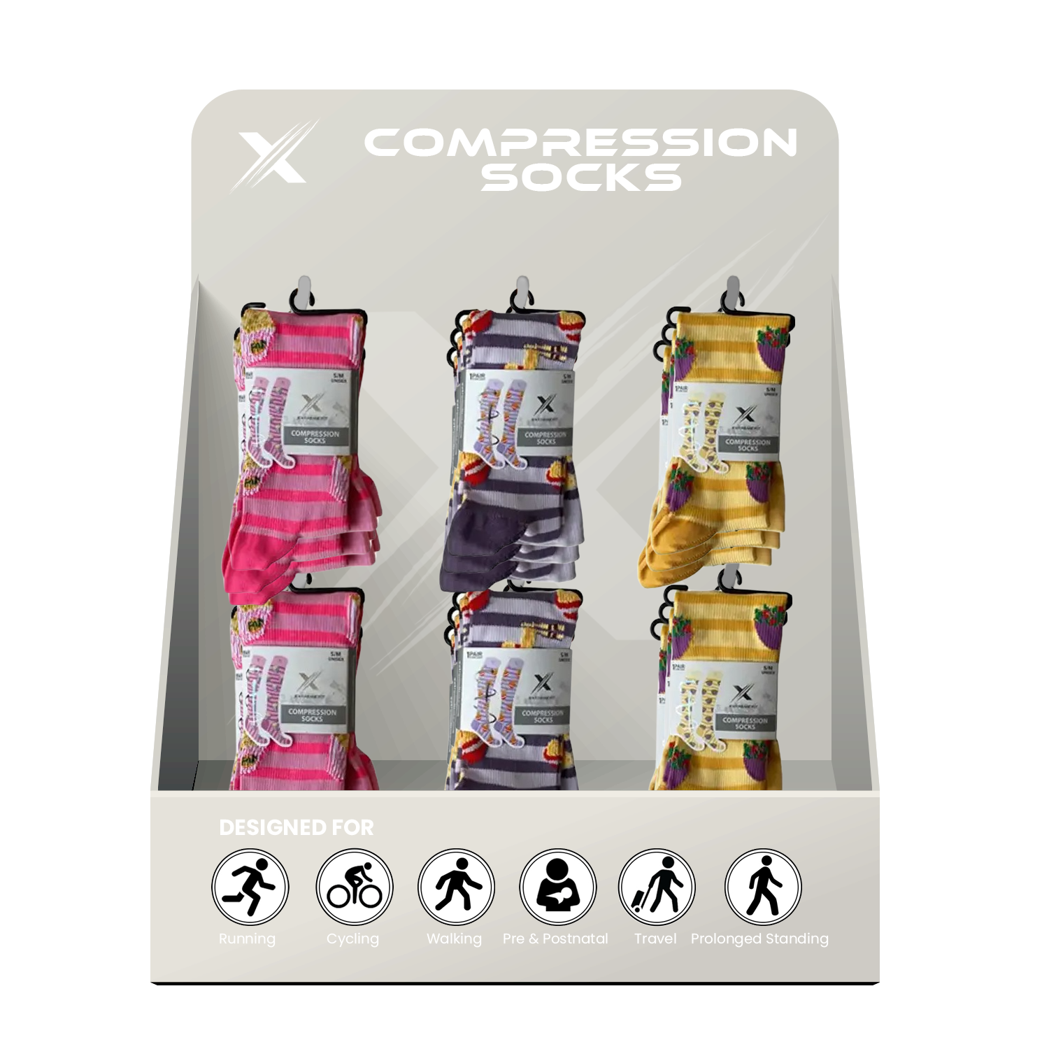 24-PAIRS COMPRESSION SOCKS WITH FREE DISPLAY