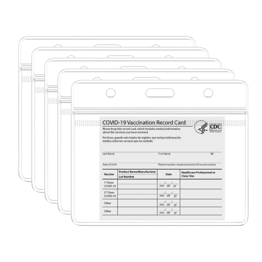 5-Pack: Waterproof Clear Sleeve CDC Vaccination Card Immunization Record Holder