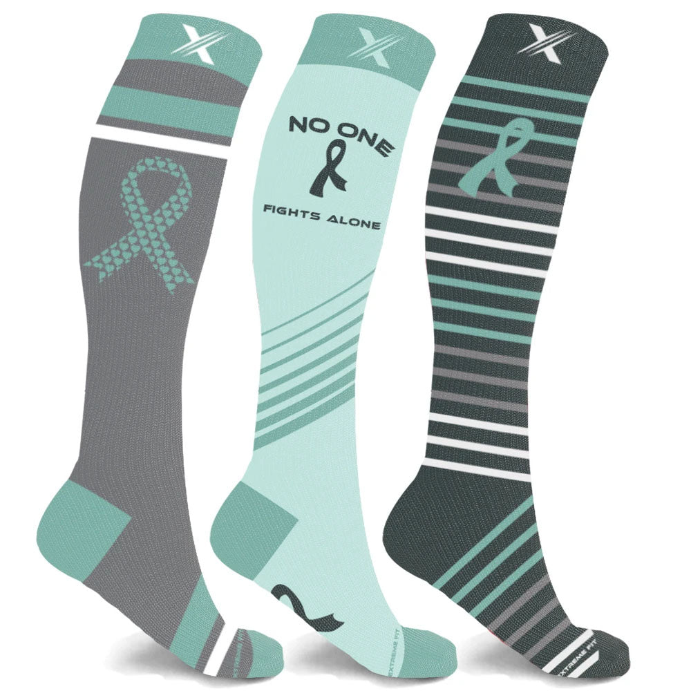 Ovarian Cancer Awareness Compression Socks - 3 ASST STYLES