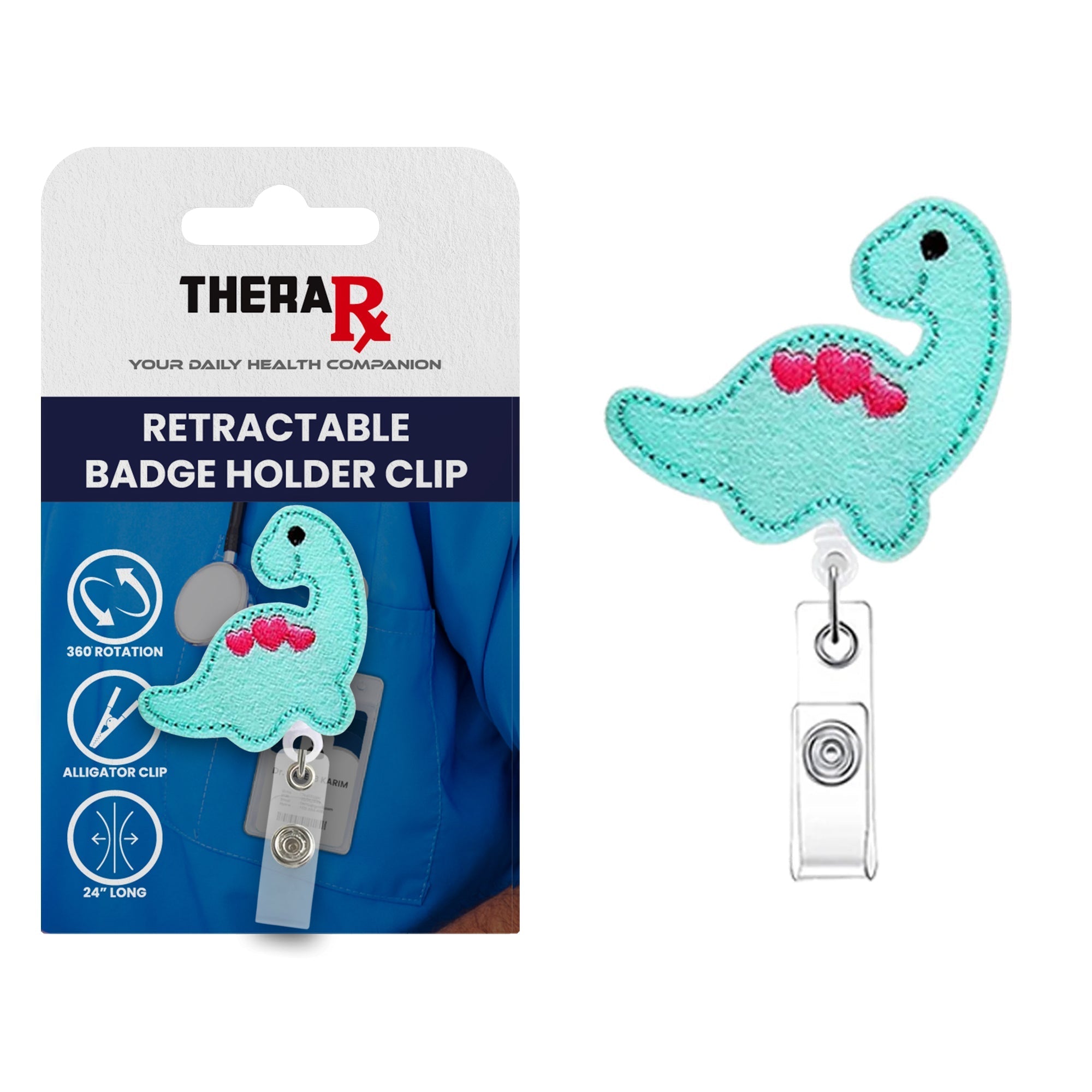 Retractable Badge Holder Clips for Professionals - Dinosaur