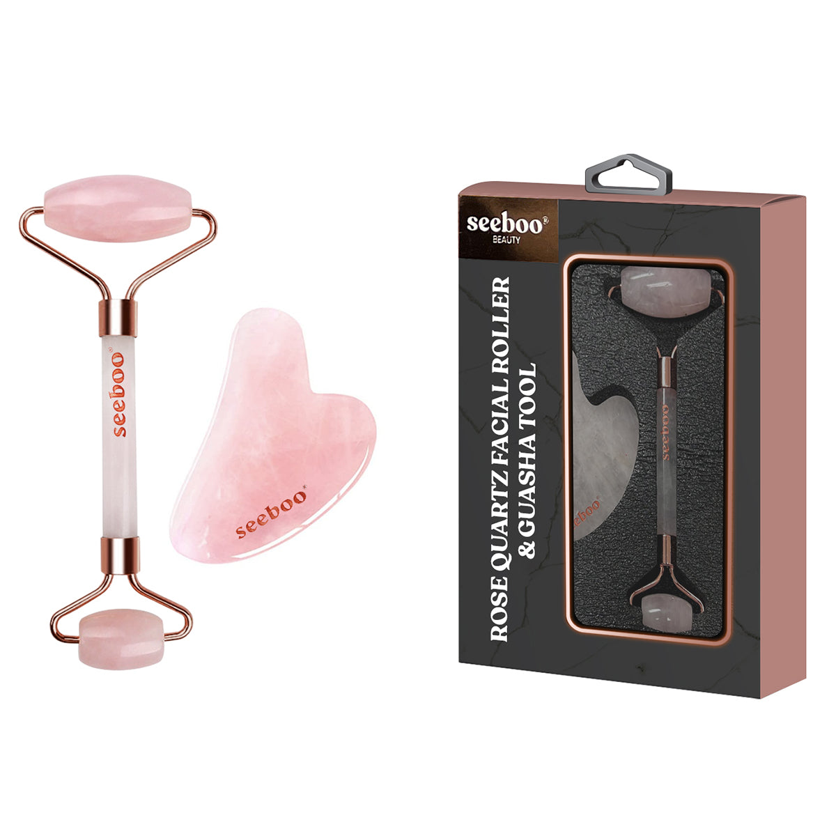 Rose Quartz Face Roller & Gua Sha Tool