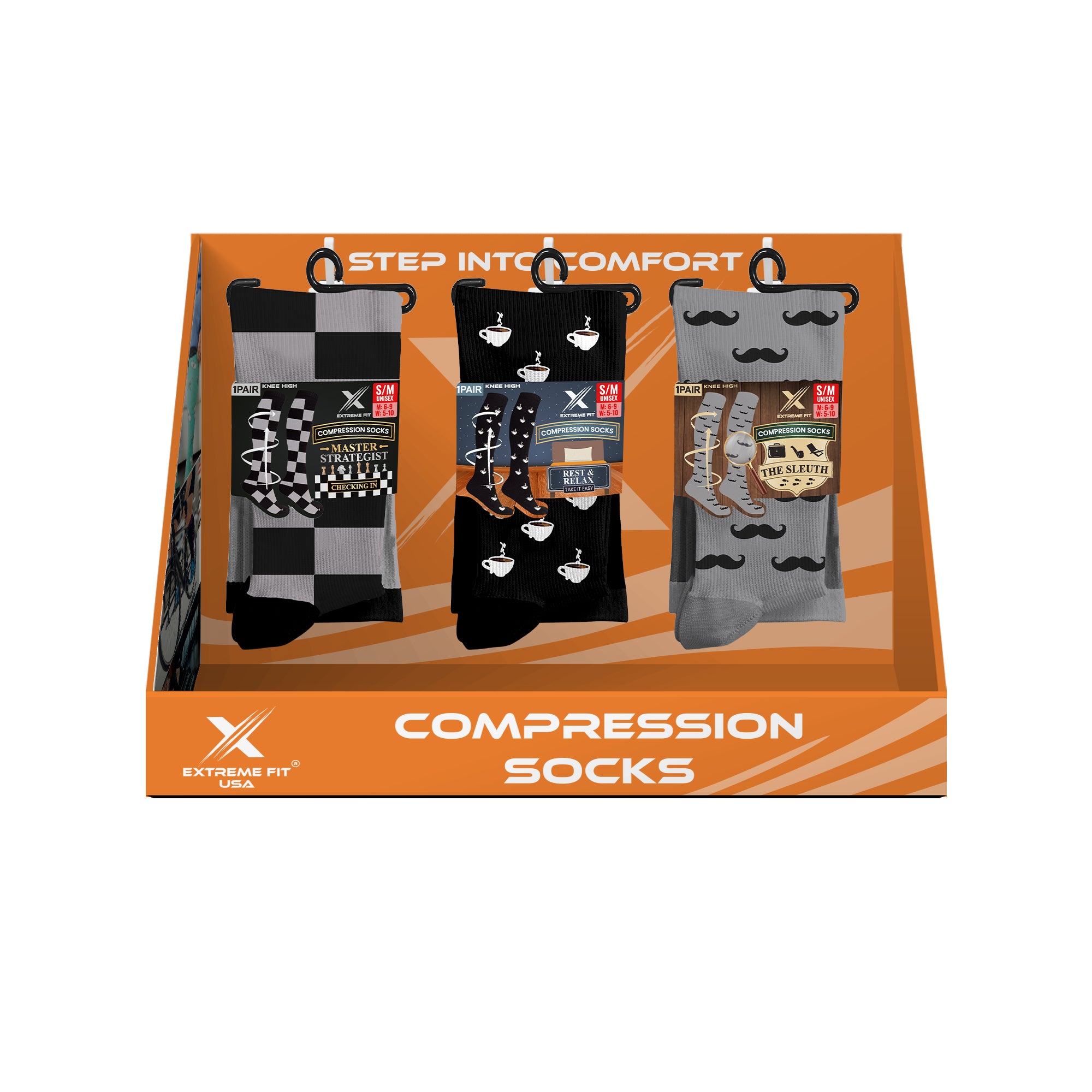 12-PAIRS COMPRESSION SOCKS WITH FREE DISPLAY