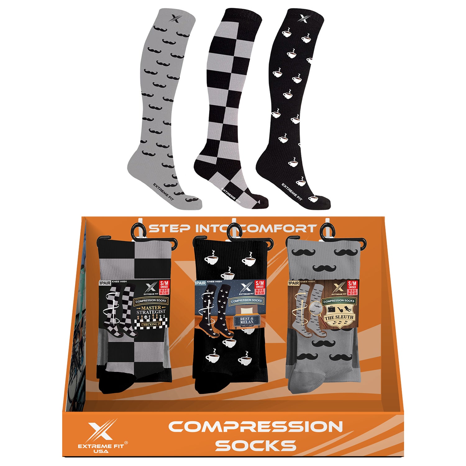 12-PAIRS COMPRESSION SOCKS WITH FREE DISPLAY
