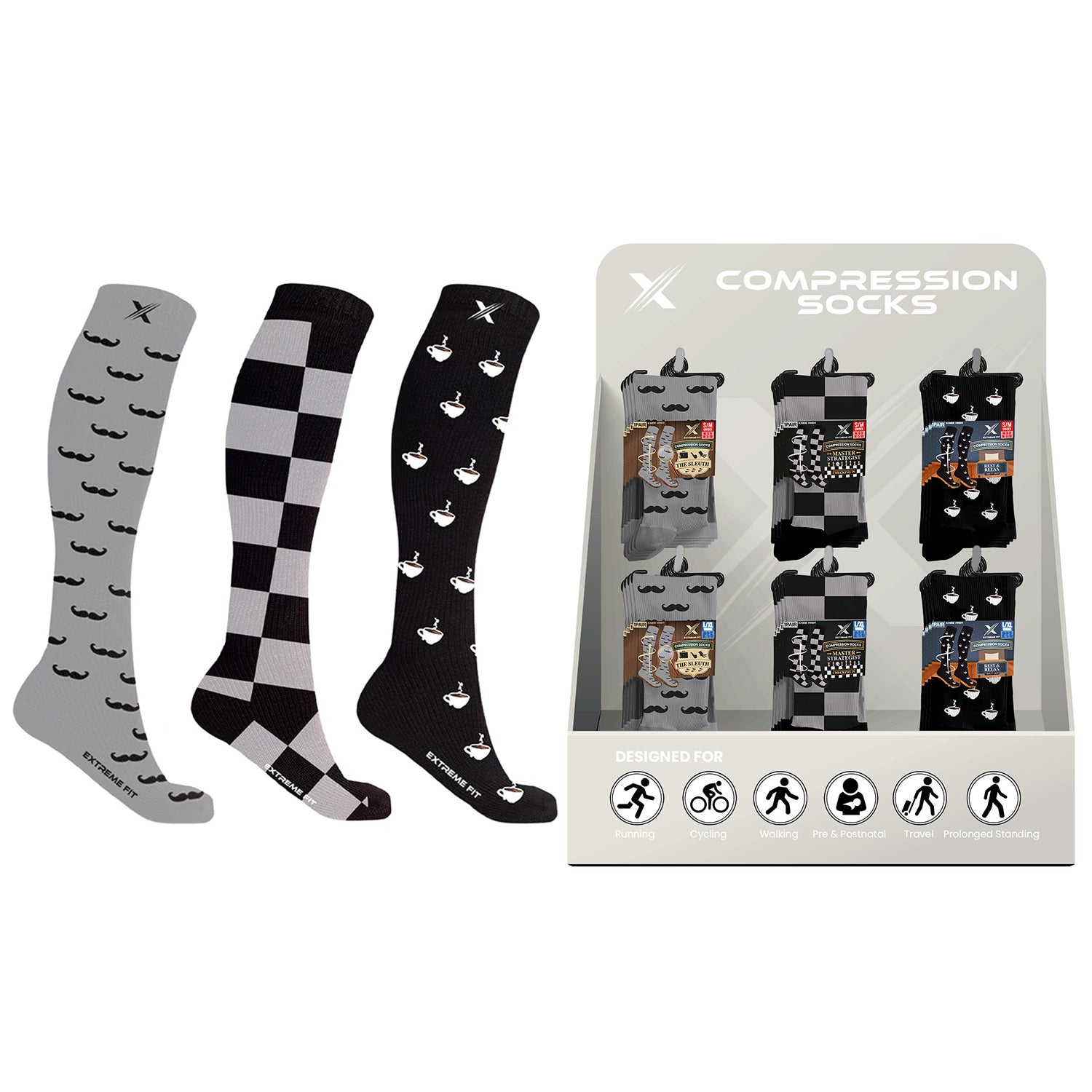 24-PAIRS COMPRESSION SOCKS WITH FREE DISPLAY