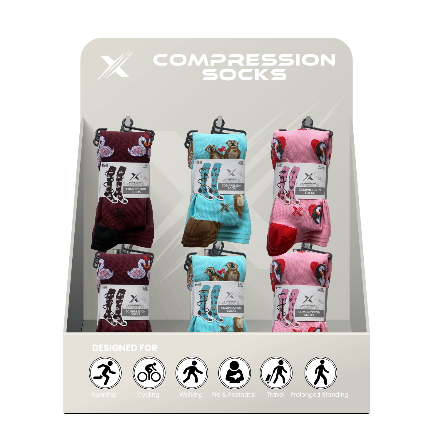 24-PAIRS COMPRESSION SOCKS WITH FREE DISPLAY