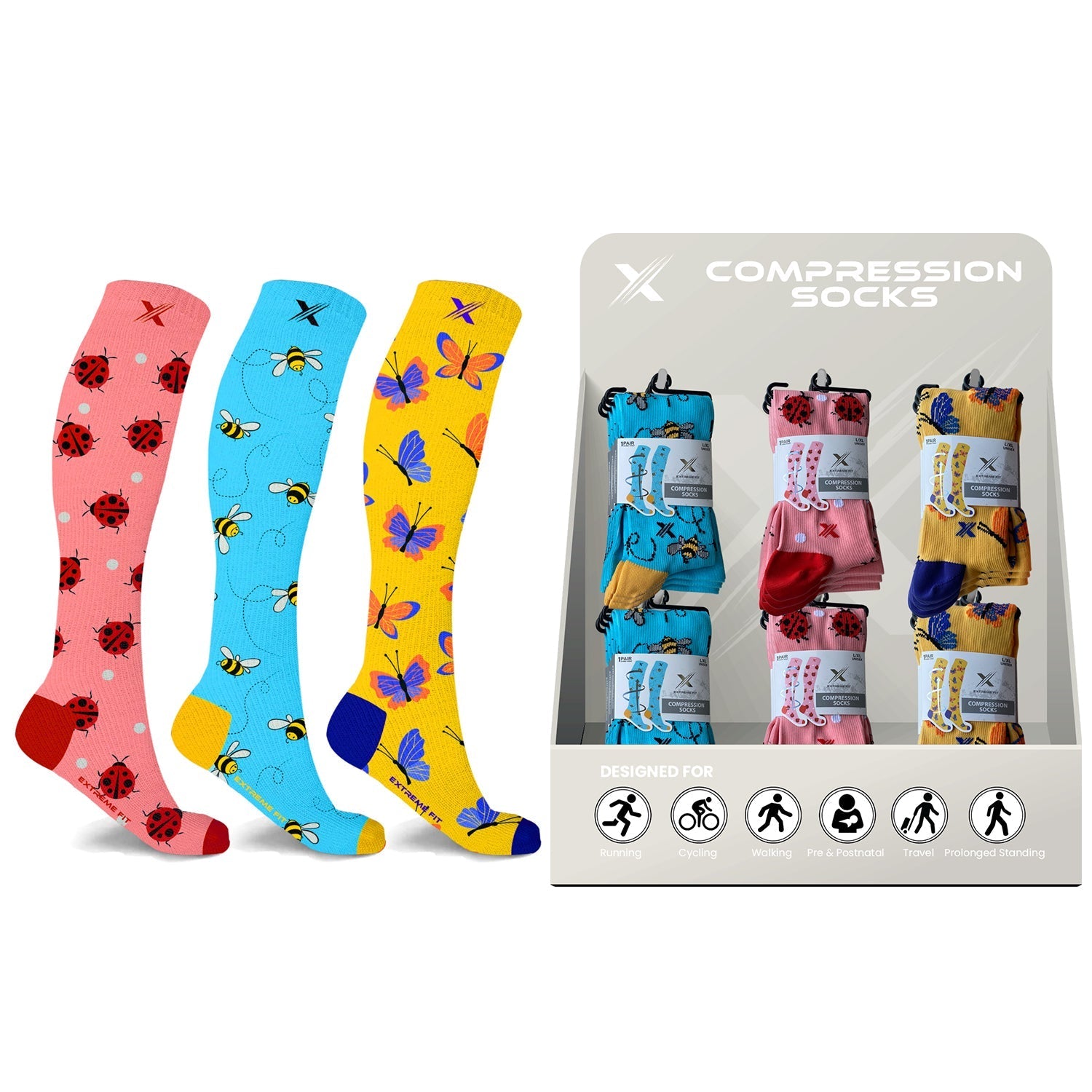 24-PAIRS COMPRESSION SOCKS WITH FREE DISPLAY