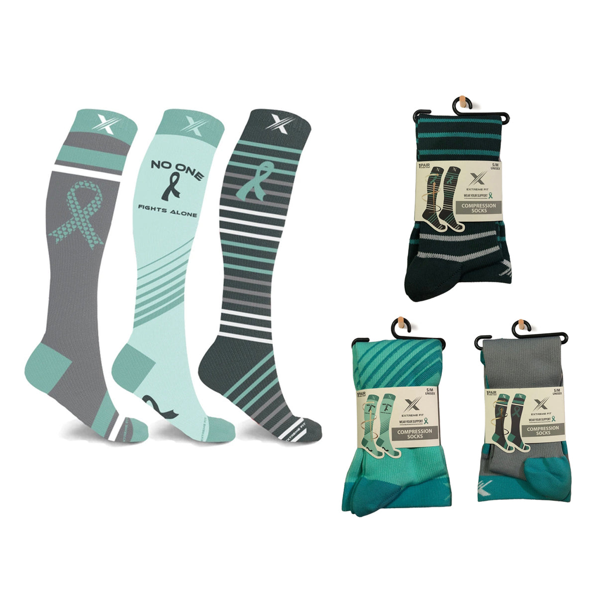 Ovarian Cancer Awareness Compression Socks - 3 ASST STYLES