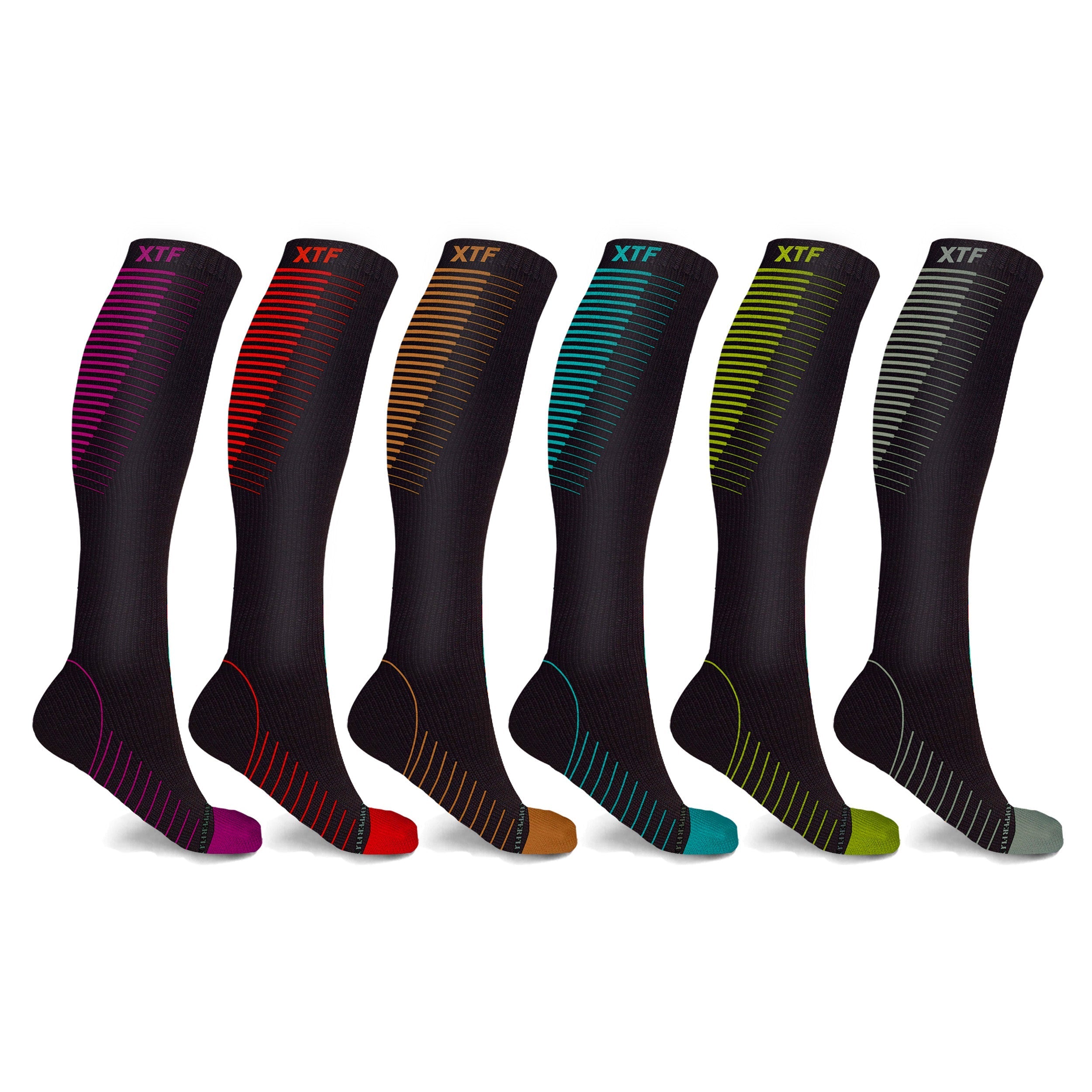 COPPER-INFUSED COMPRESSION SOCKS - 6 ASST COLORS
