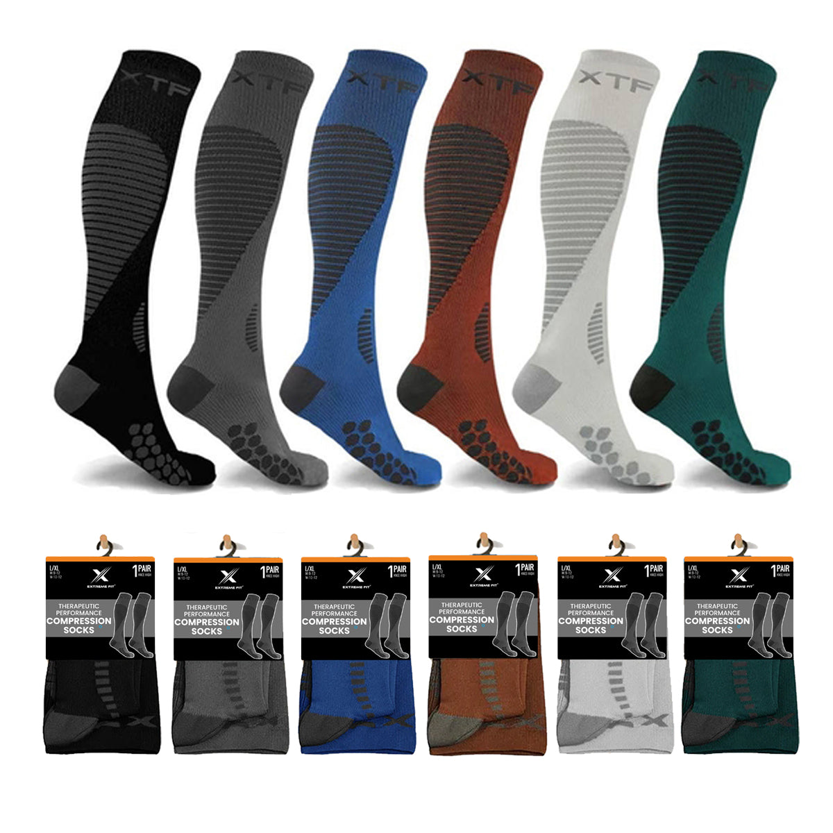 TARGETED COMPRESSION SOCKS - 6 ASST COLORS