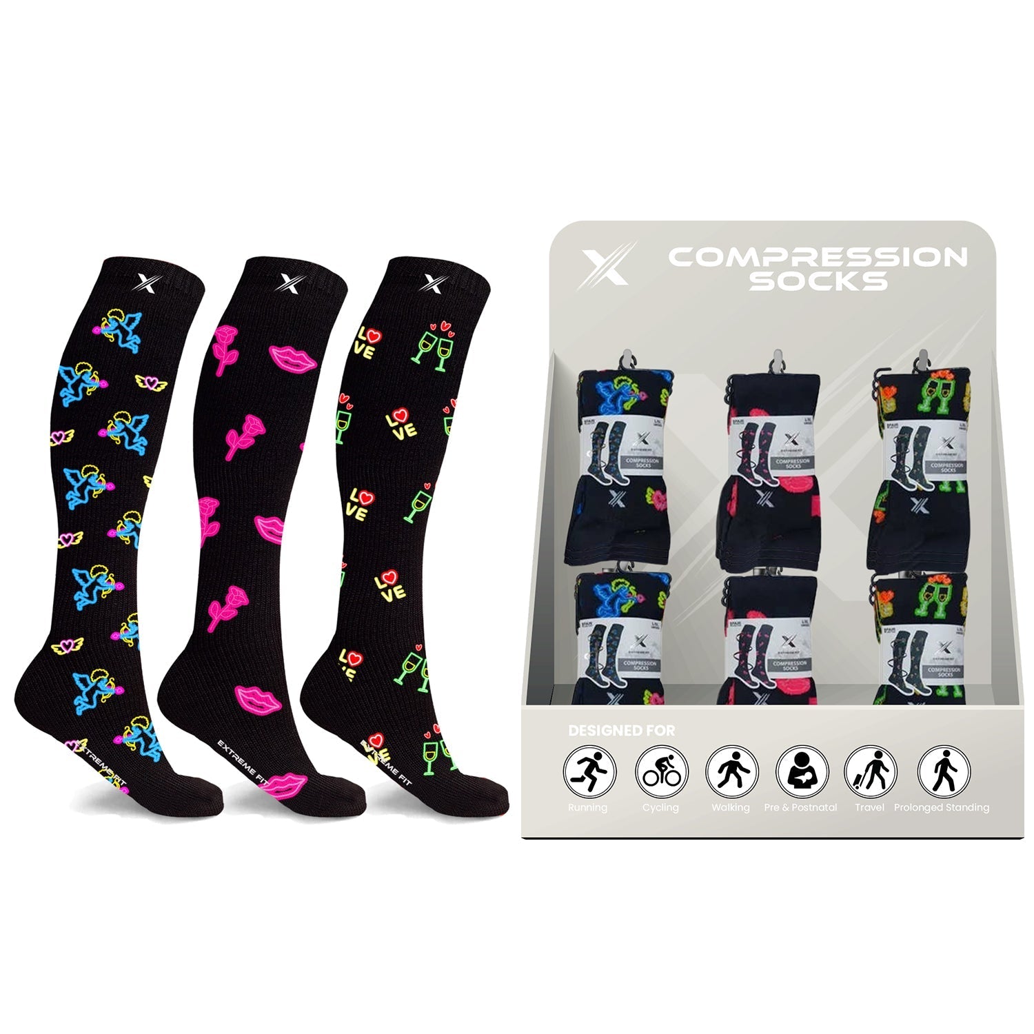 24-PAIRS COMPRESSION SOCKS WITH FREE DISPLAY
