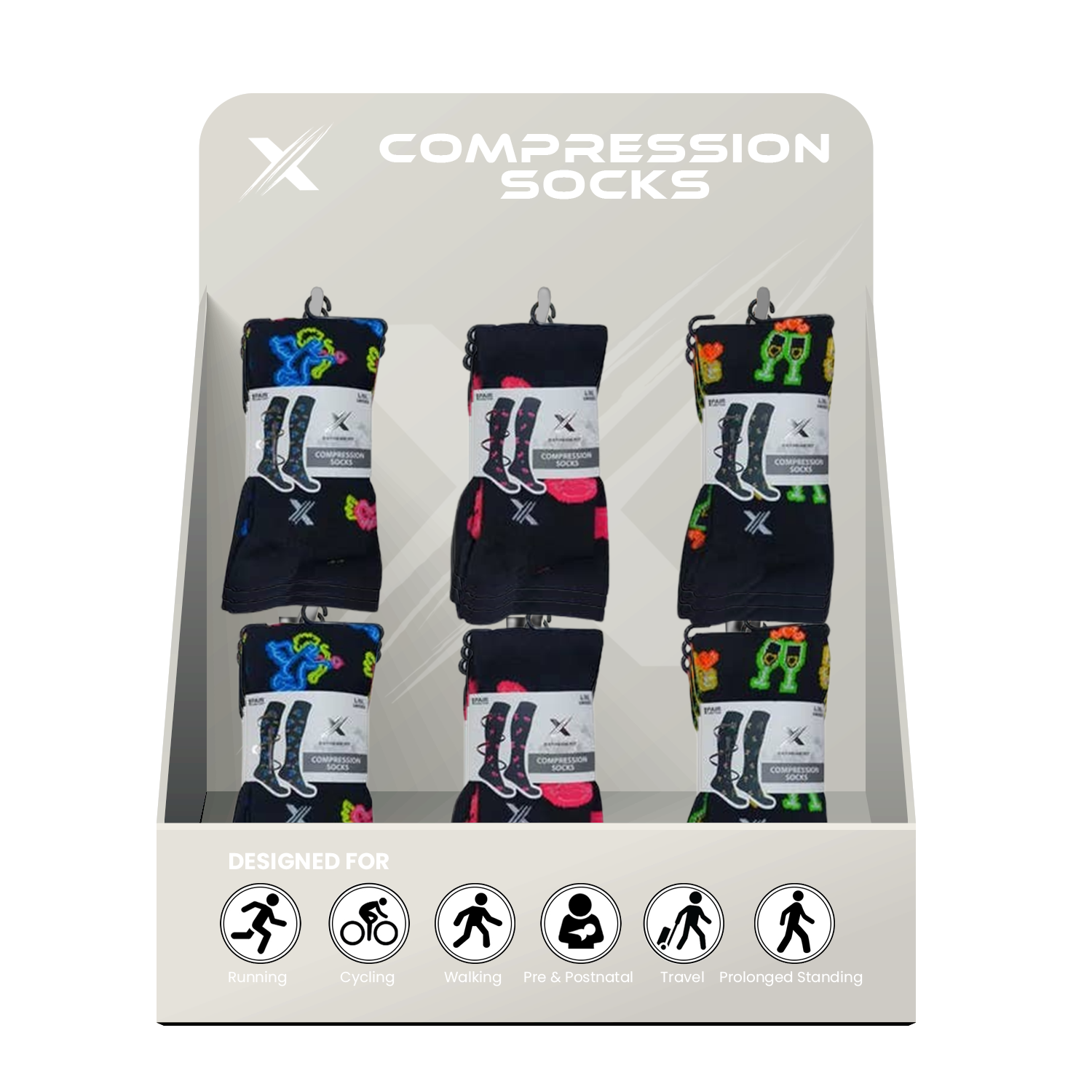 24-PAIRS COMPRESSION SOCKS WITH FREE DISPLAY