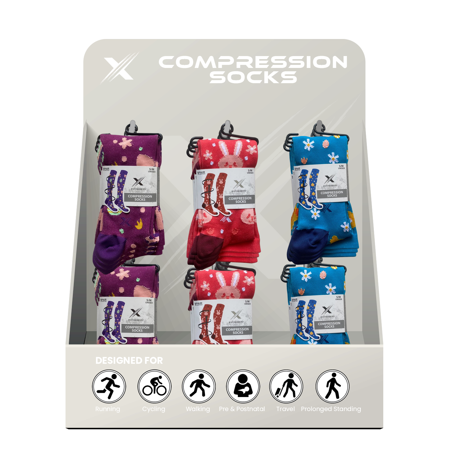 24-PAIRS COMPRESSION SOCKS WITH FREE DISPLAY