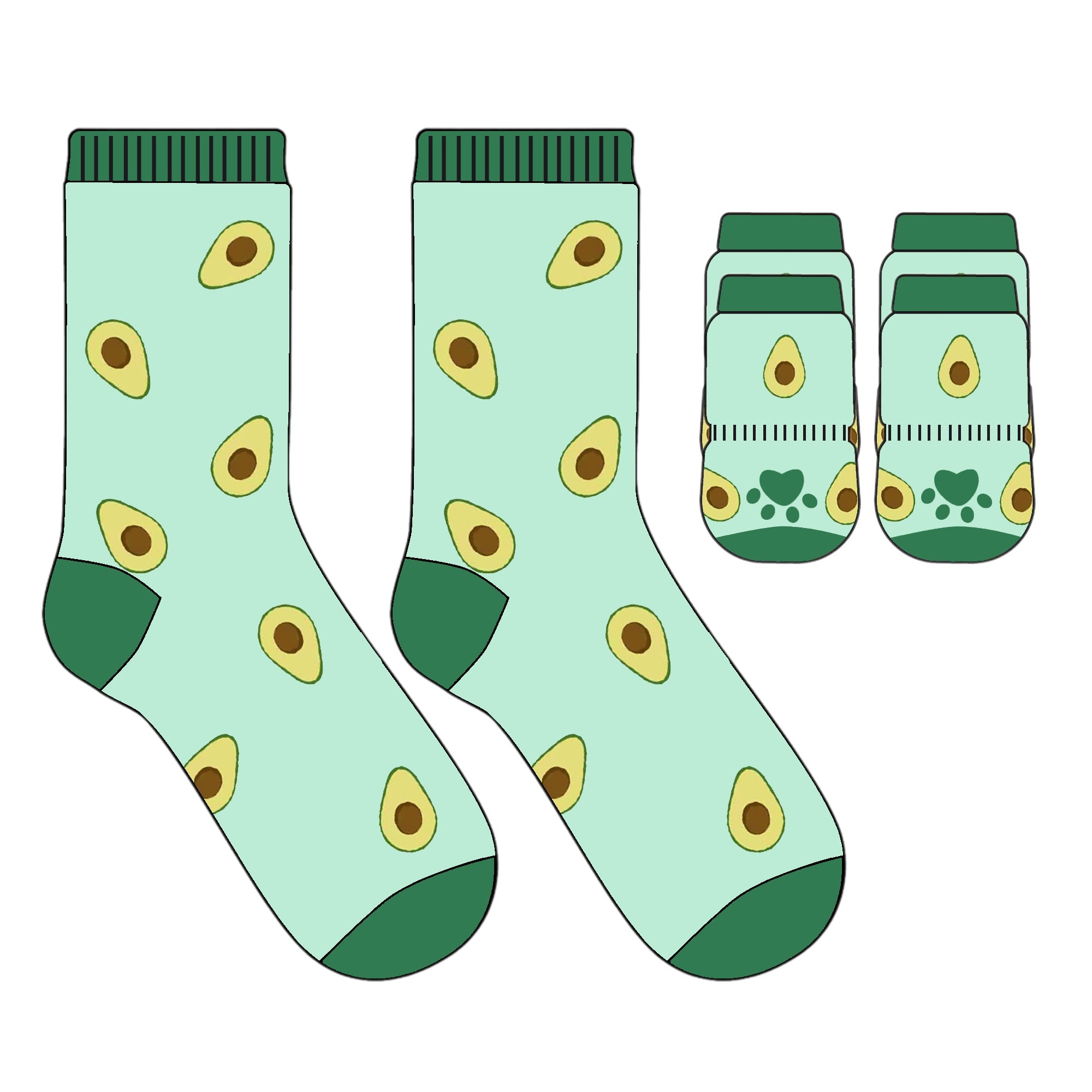 Christmas 2025 Matching Pet & Human Fun Socks - Avocado