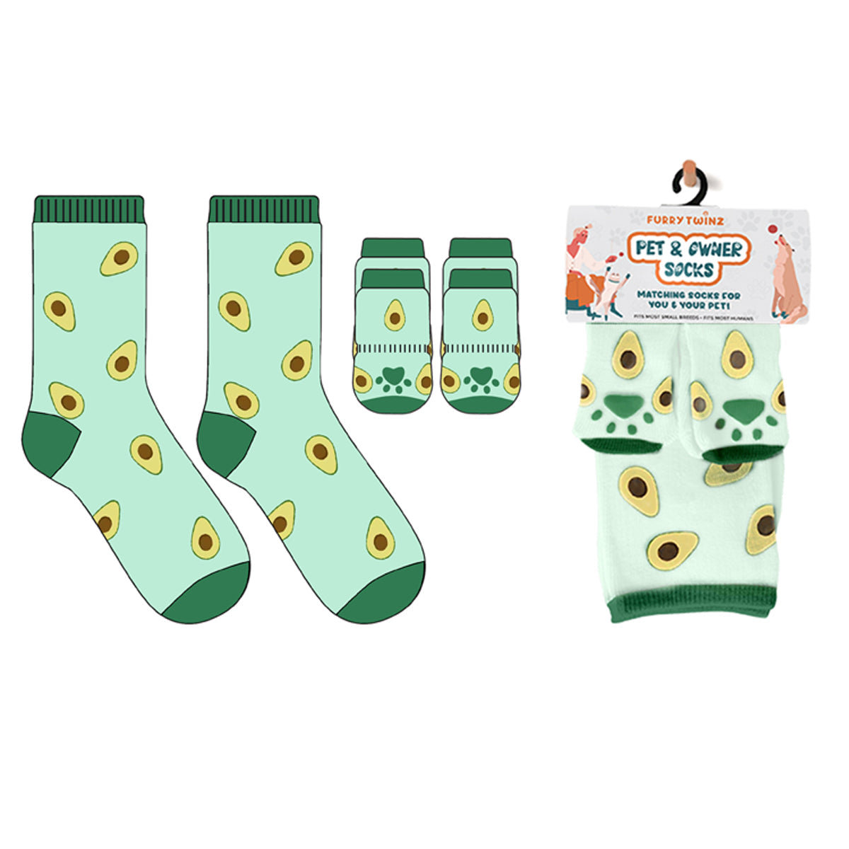 Christmas 2025 Matching Pet & Human Fun Socks - Avocado