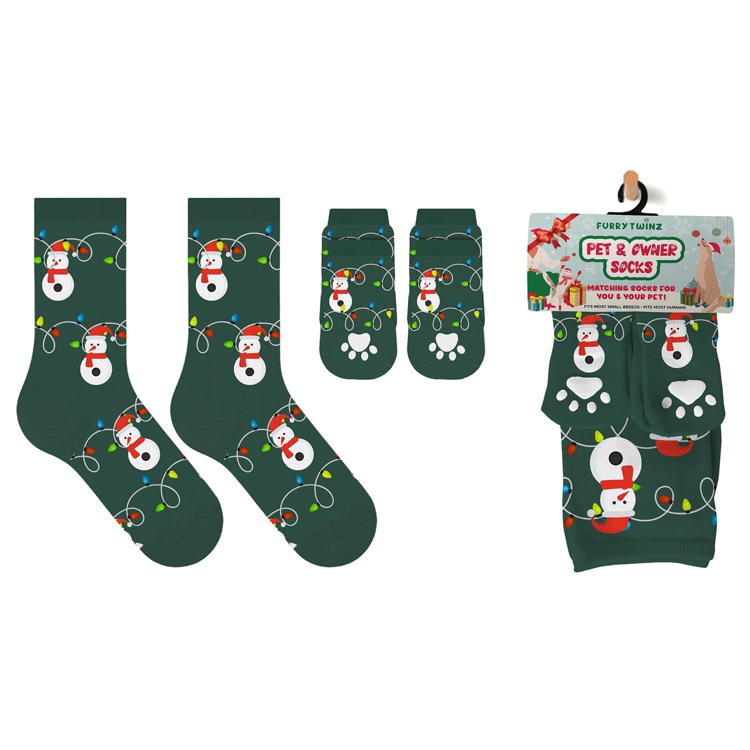 Christmas 2025 Matching Pet & Human Fun Socks - Light Bulb