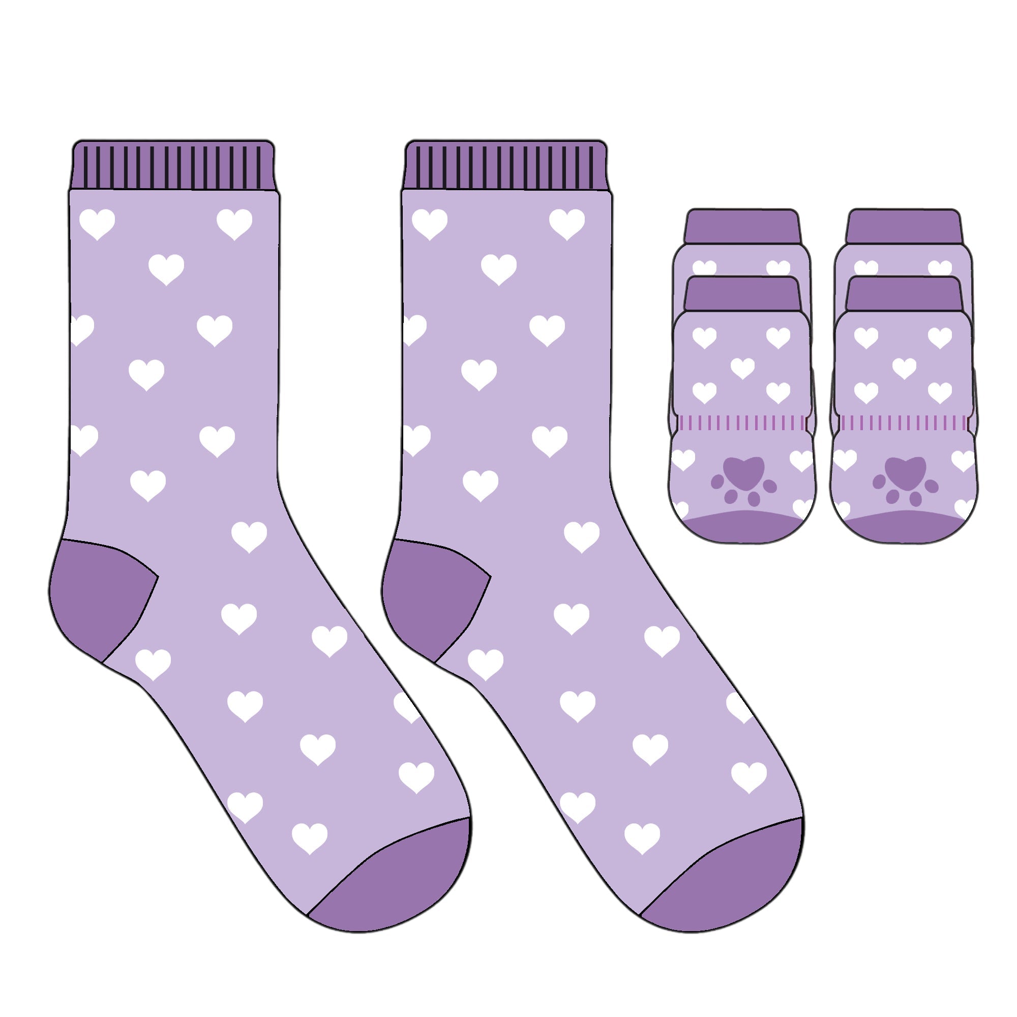 Christmas 2025 Matching Pet & Human Fun Socks - Hearts