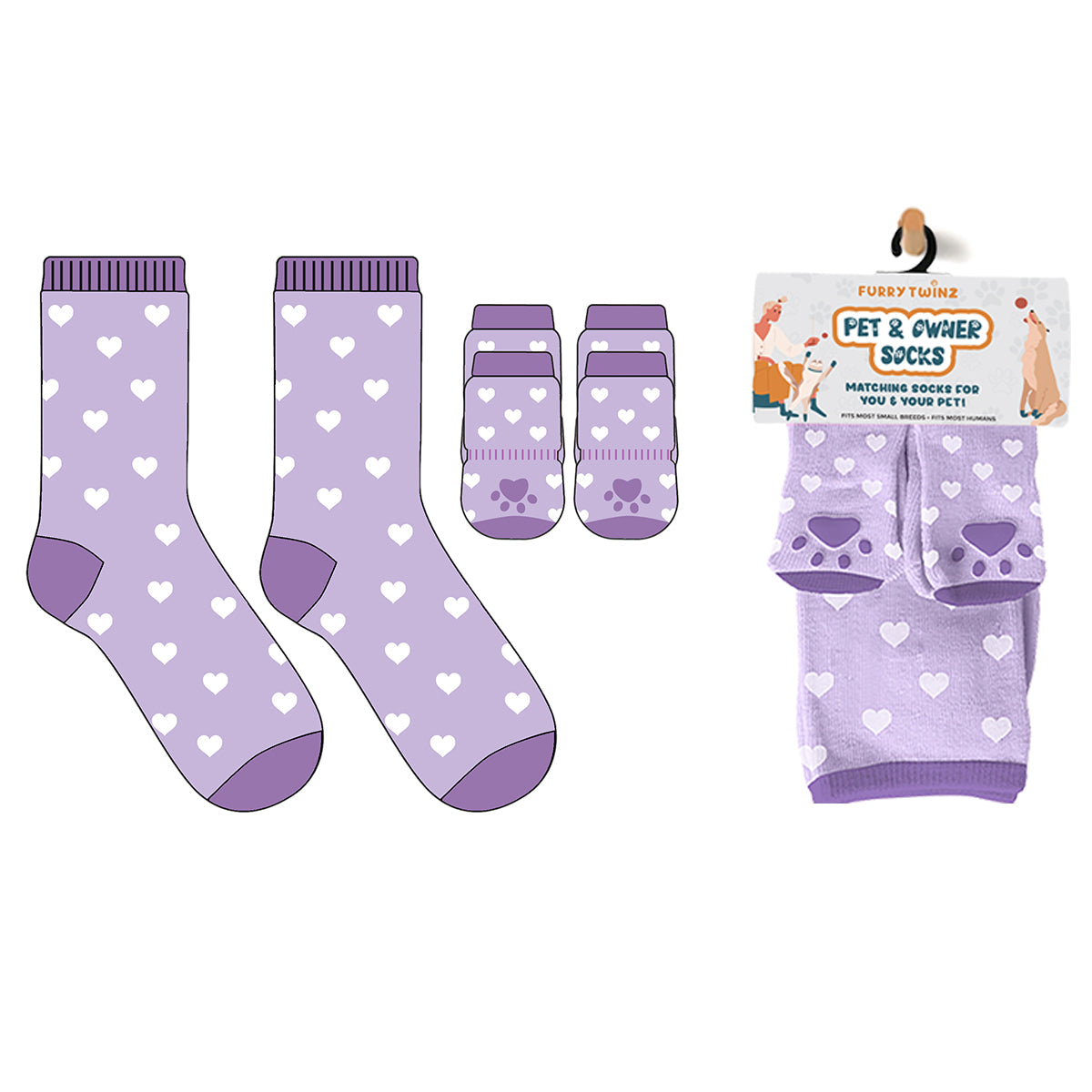 Christmas 2025 Matching Pet & Human Fun Socks - Hearts