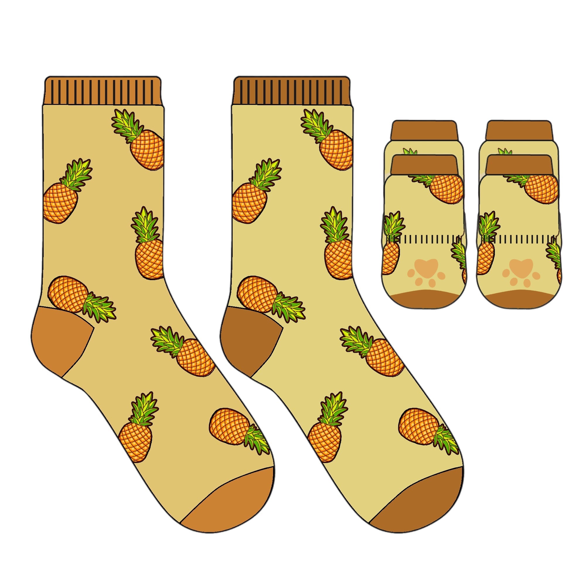 Christmas 2025 Matching Pet & Human Fun Socks - Pineapple