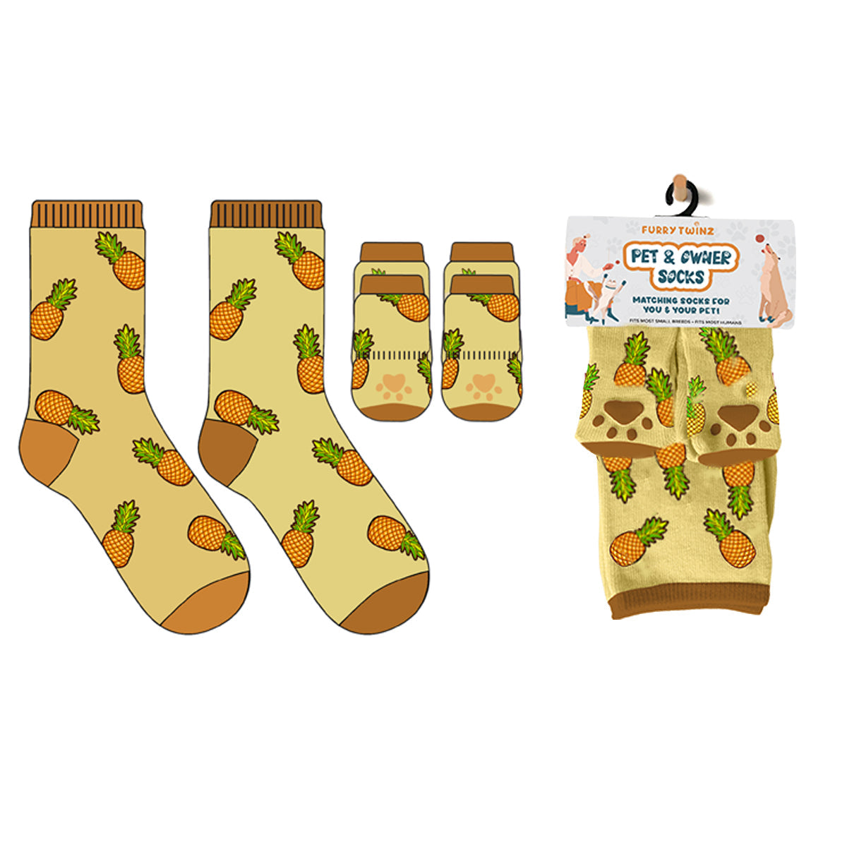 Christmas 2025 Matching Pet & Human Fun Socks - Pineapple