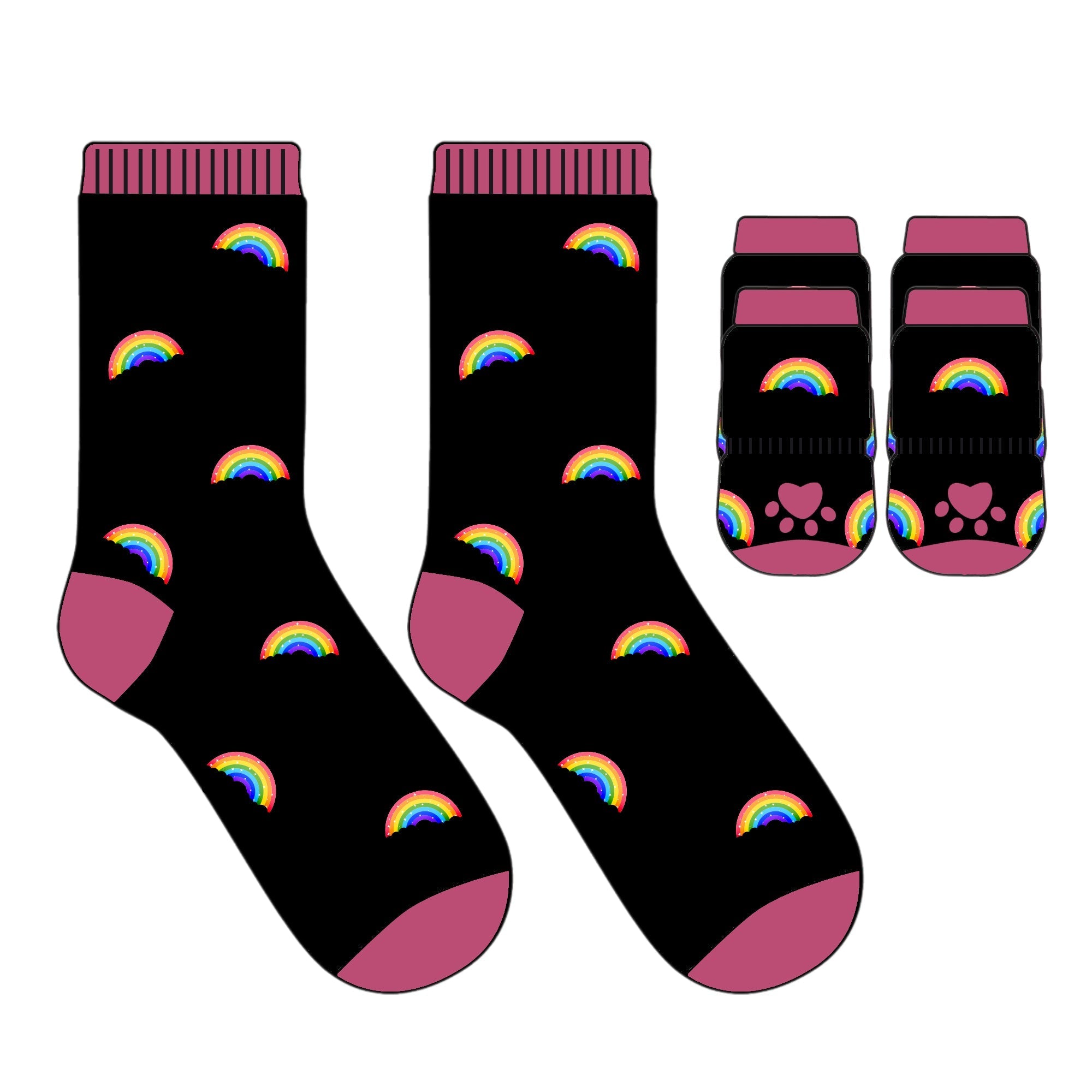 Christmas 2025 Matching Pet & Human Fun Socks - Rainbow