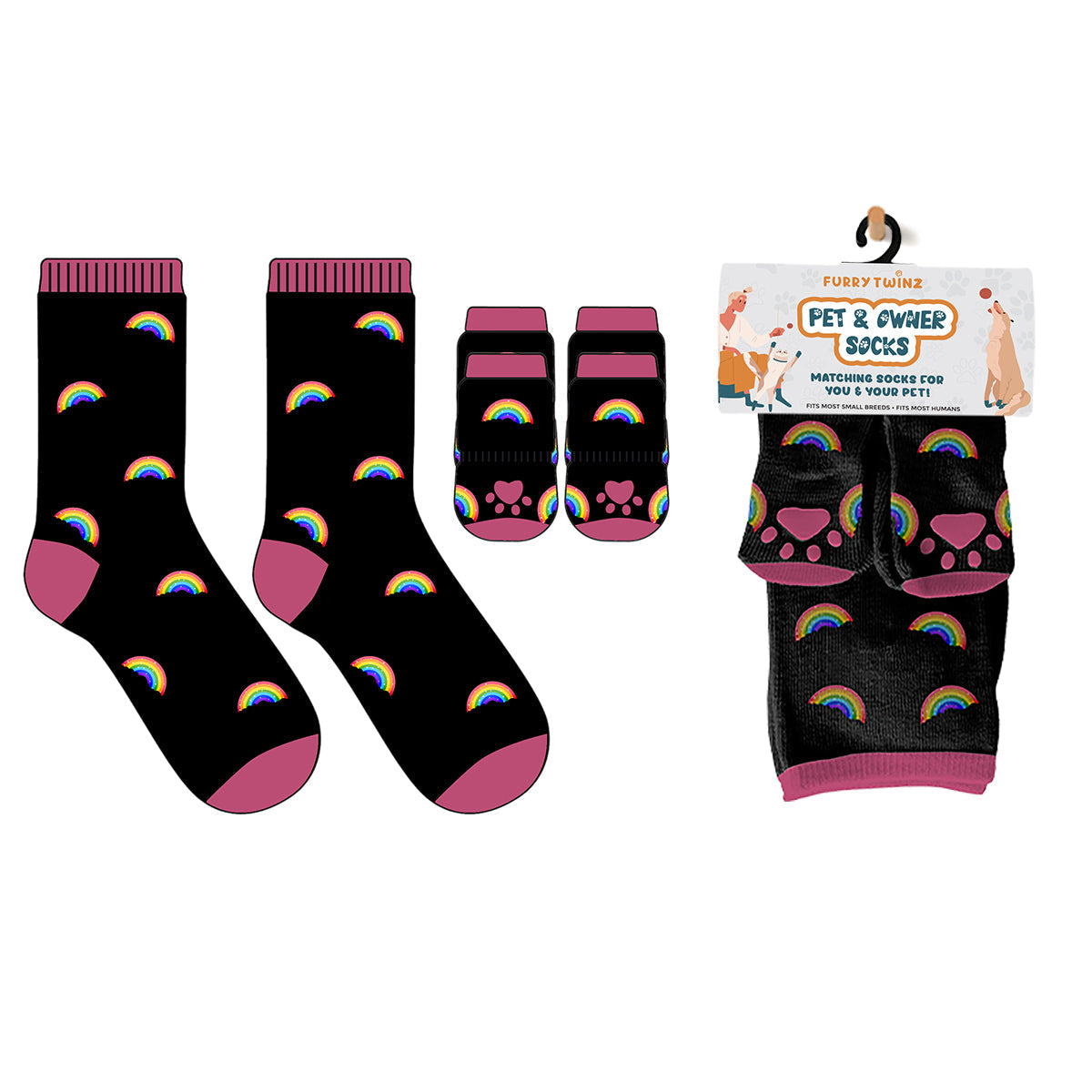 Christmas 2025 Matching Pet & Human Fun Socks - Rainbow