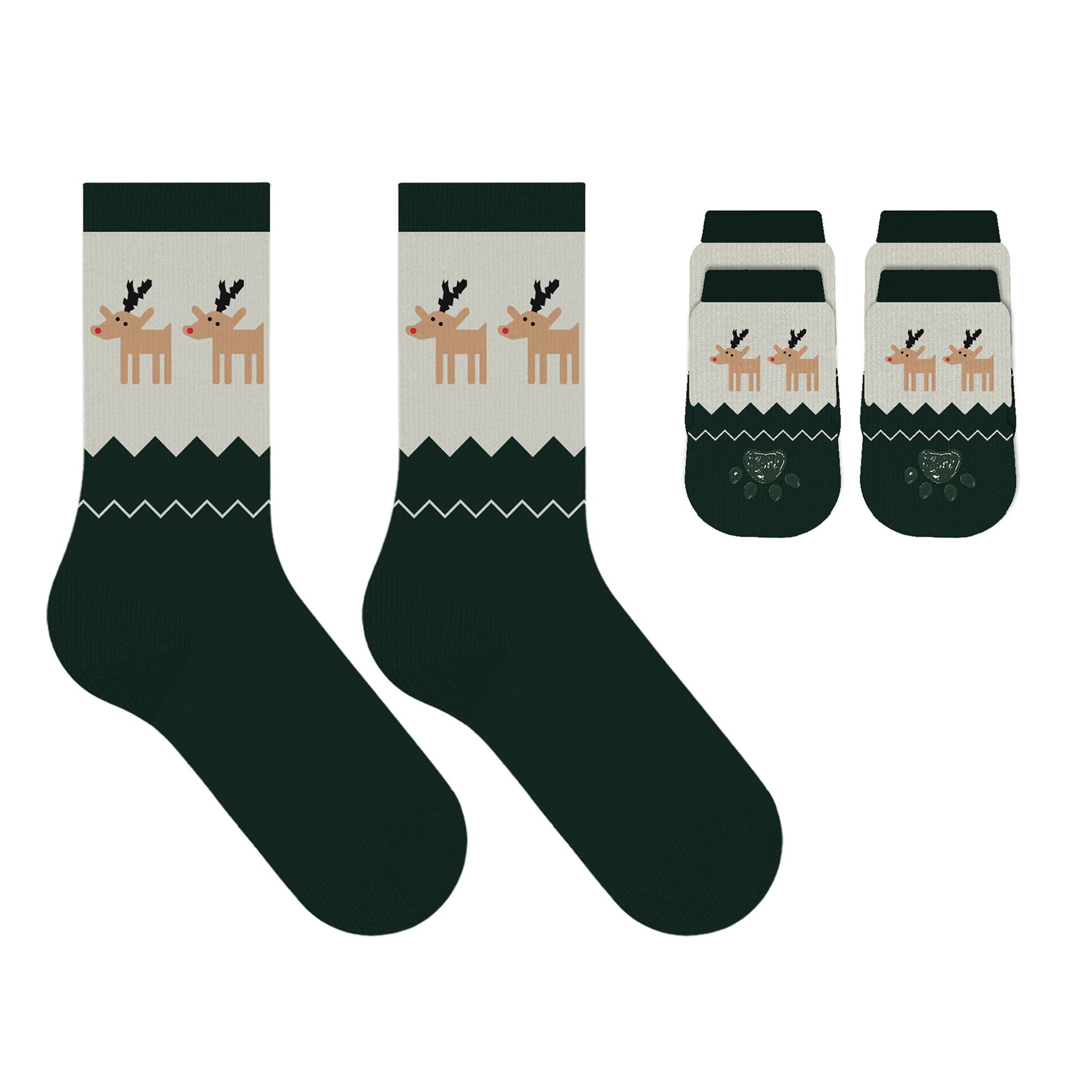 Christmas 2025 Matching Pet & Human Fun Socks - Reindeer Run