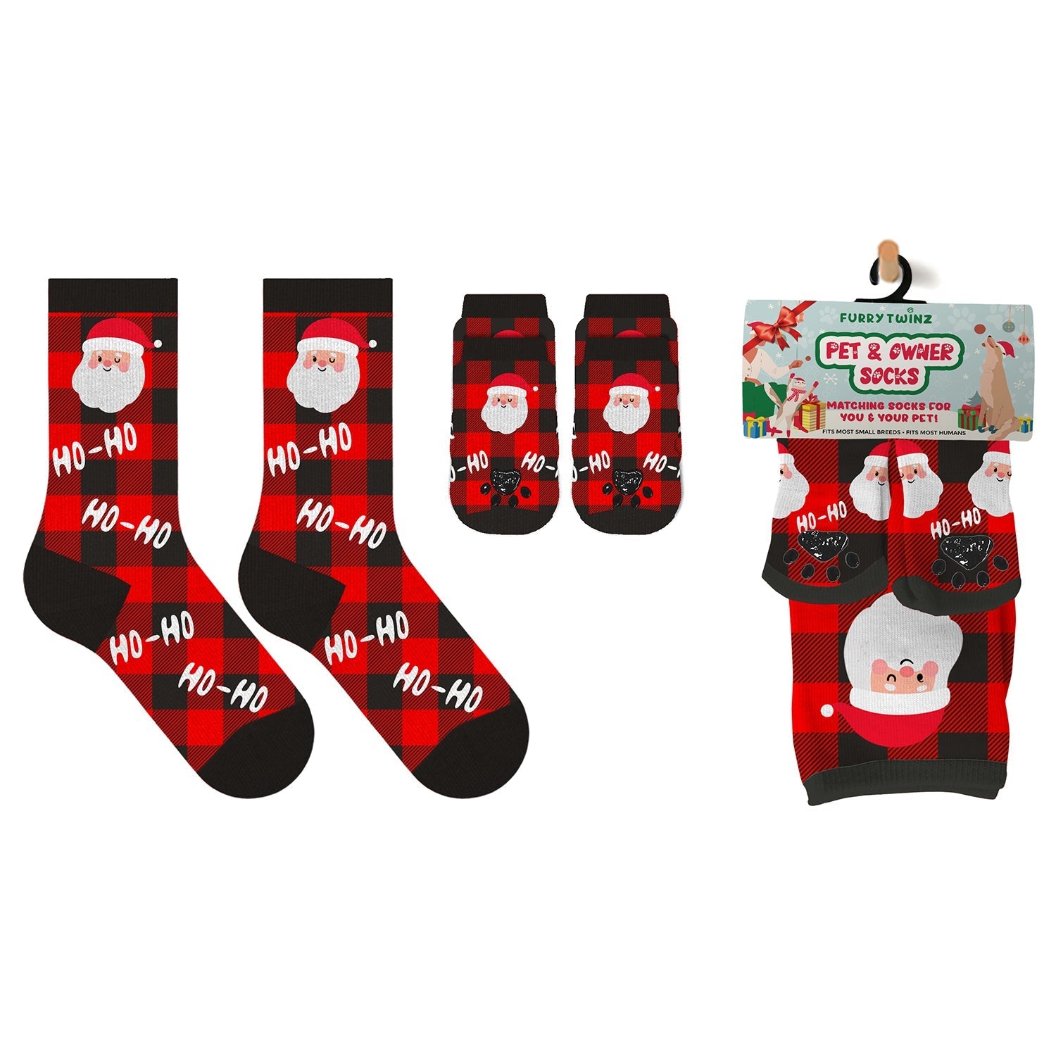 Christmas 2025 Matching Pet & Human Fun Socks - Santa