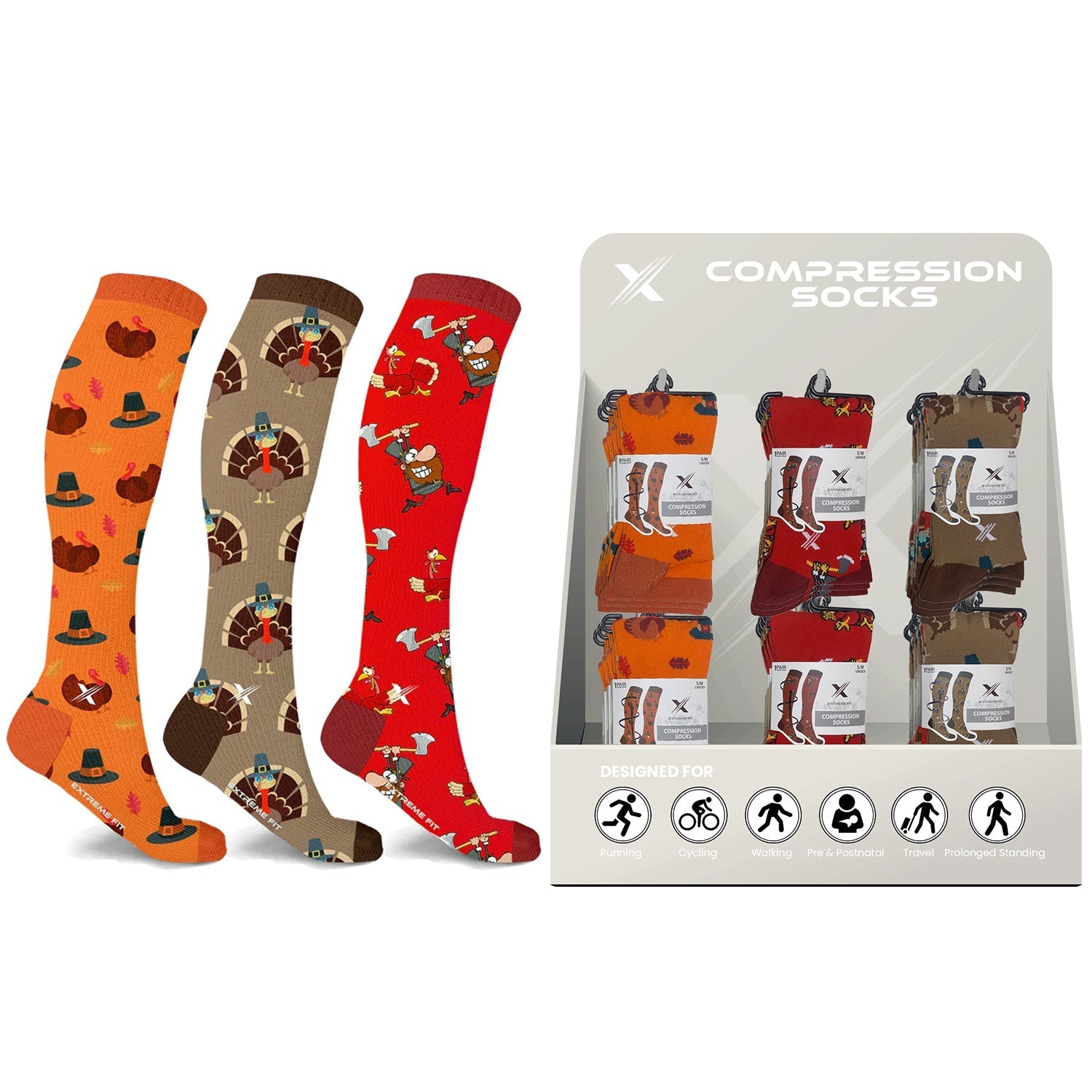 24-PAIRS COMPRESSION SOCKS WITH FREE DISPLAY