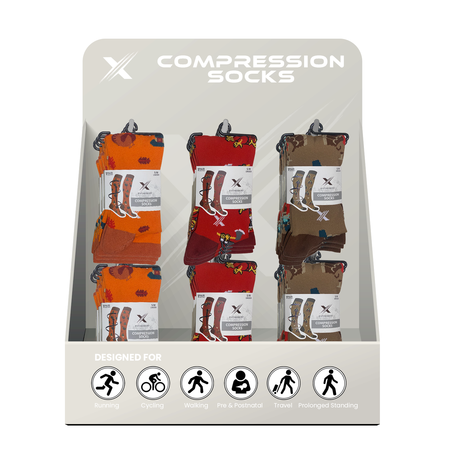 24-PAIRS COMPRESSION SOCKS WITH FREE DISPLAY