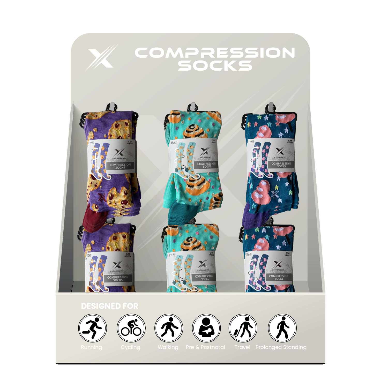 24-PAIRS COMPRESSION SOCKS WITH FREE DISPLAY