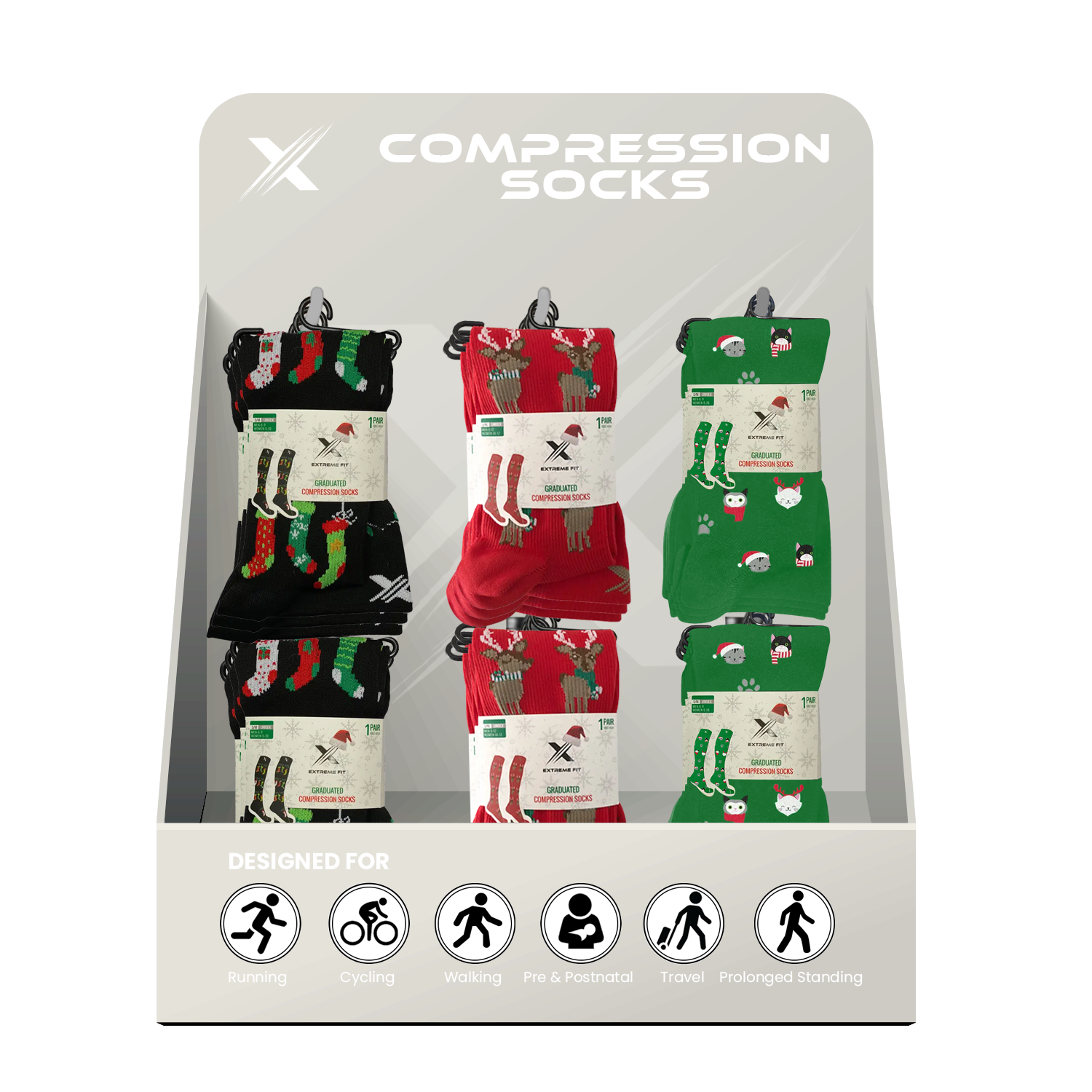 24-PAIRS COMPRESSION SOCKS WITH FREE DISPLAY