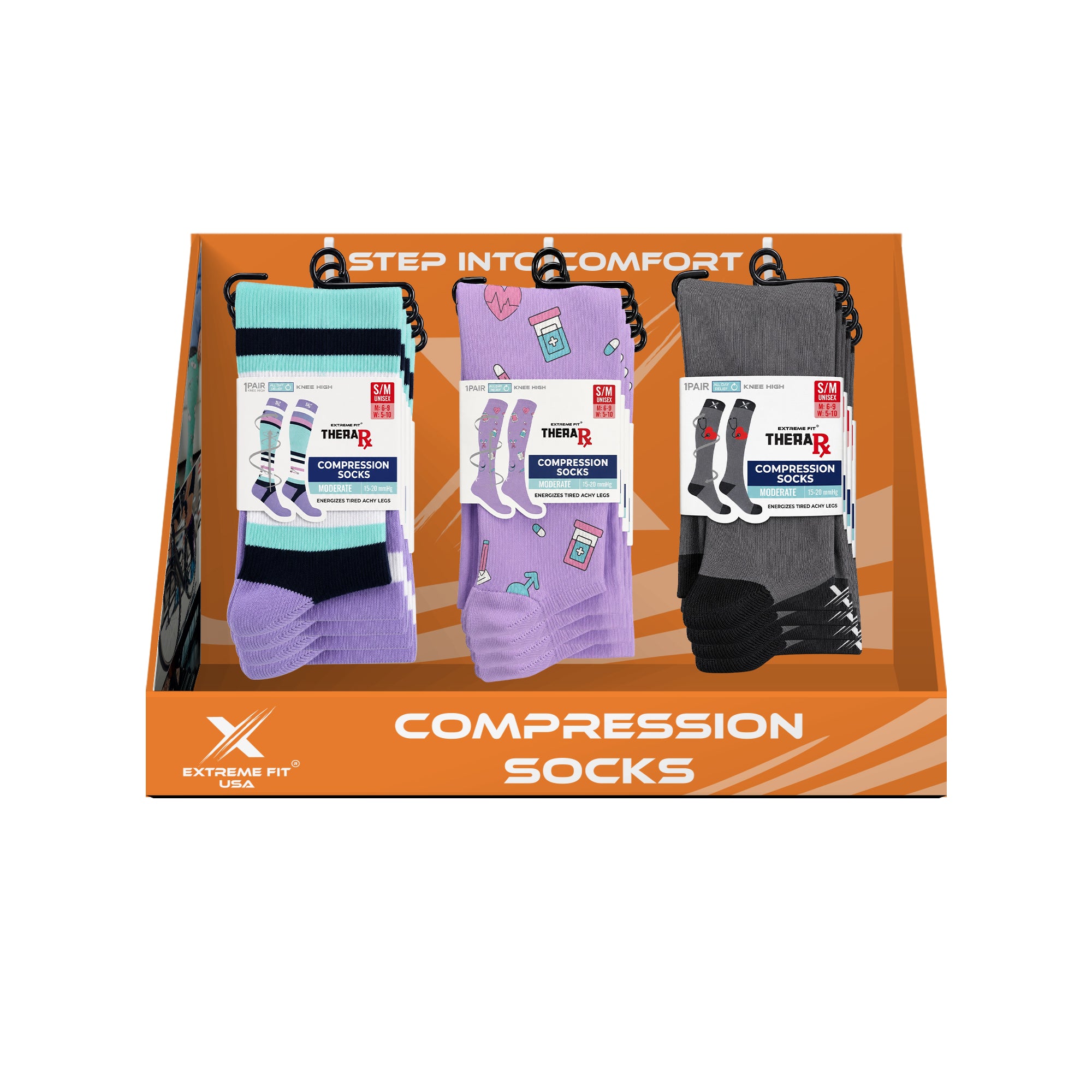 12-PAIRS COMPRESSION SOCKS WITH FREE DISPLAY
