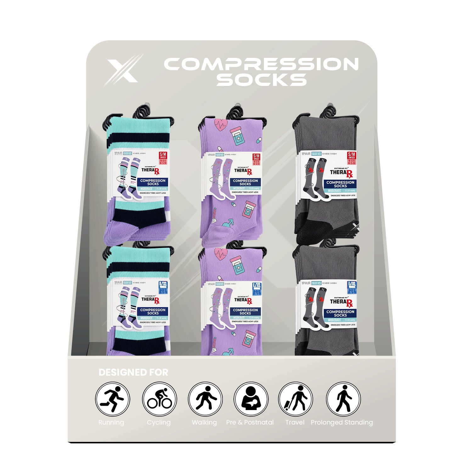 24-PAIRS COMPRESSION SOCKS WITH FREE DISPLAY