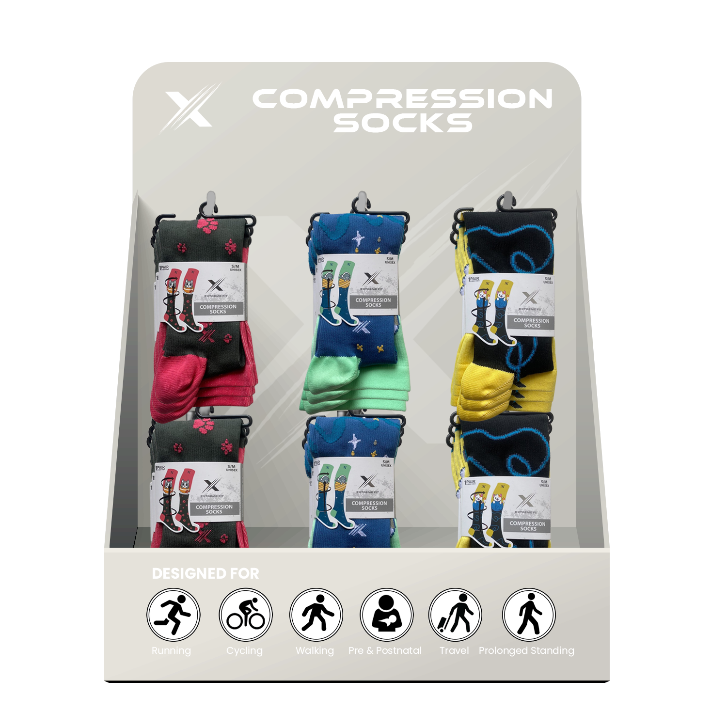 24-PAIRS COMPRESSION SOCKS WITH FREE DISPLAY