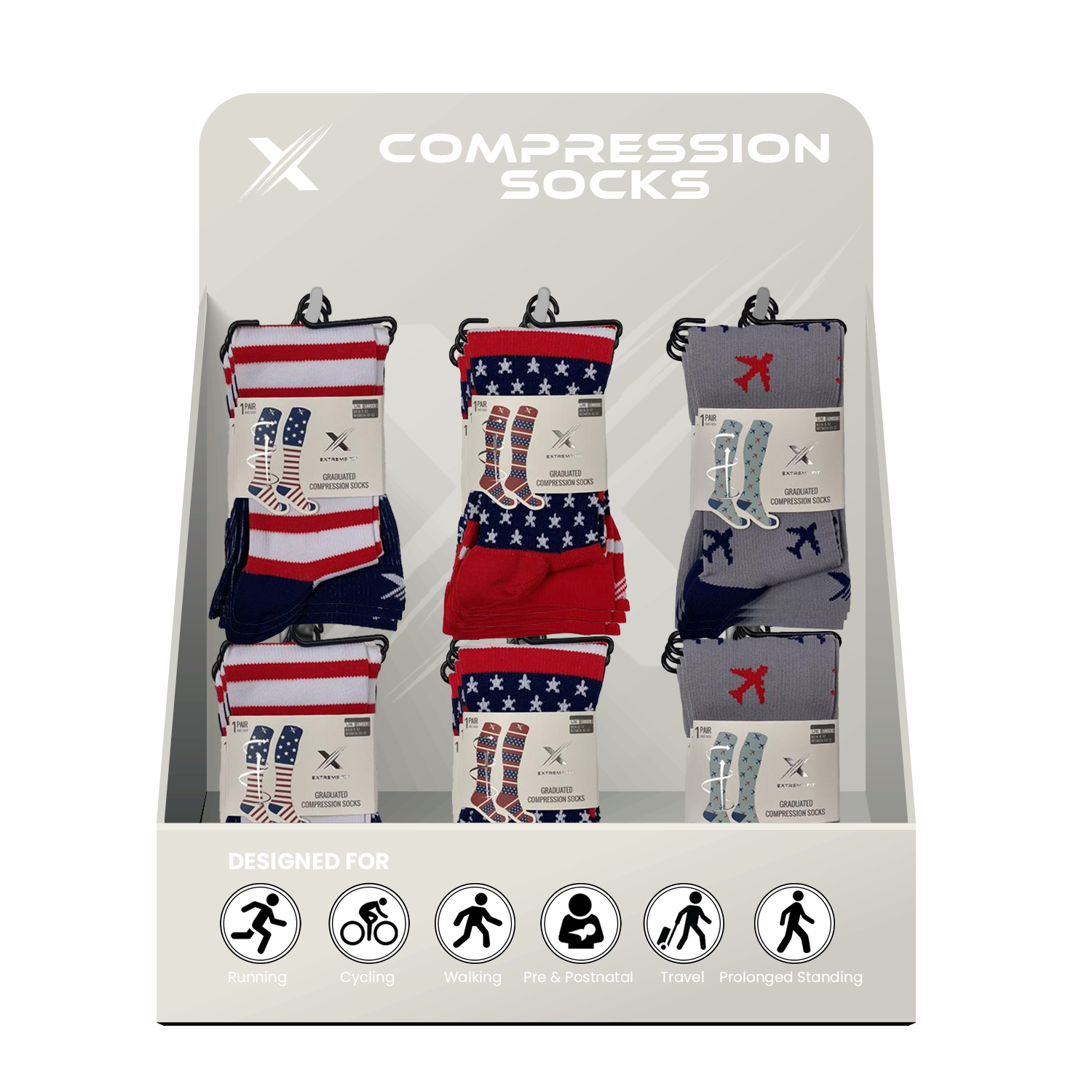 24-PAIRS COMPRESSION SOCKS WITH FREE DISPLAY