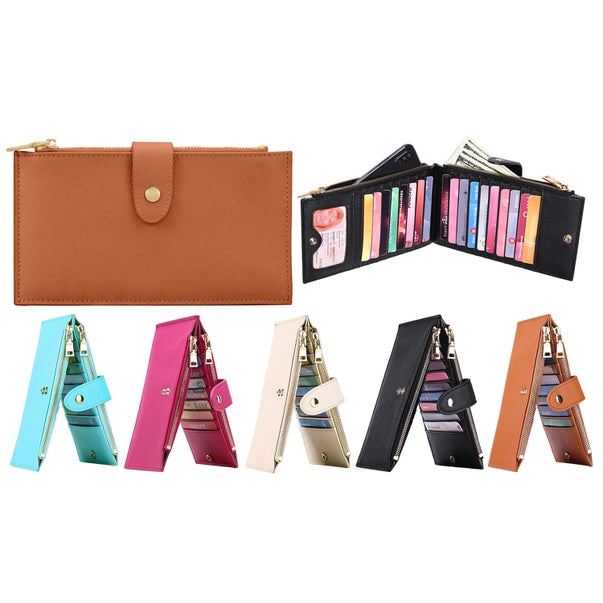 RFID Blocking Multi Card Zipper Card Holder Purse Wallet for Men and Women
