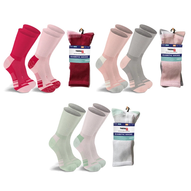 2-Pairs: Non-Binding Loose Fit Cotton Diabetic Crew Socks
