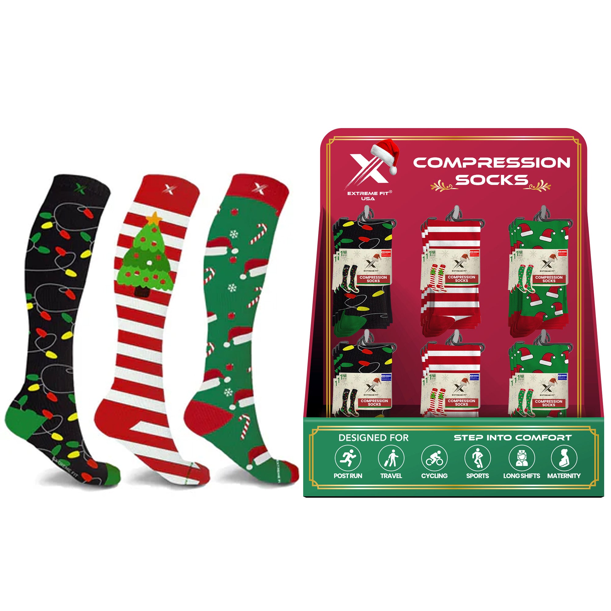 24-PAIRS COMPRESSION SOCKS WITH FREE DISPLAY