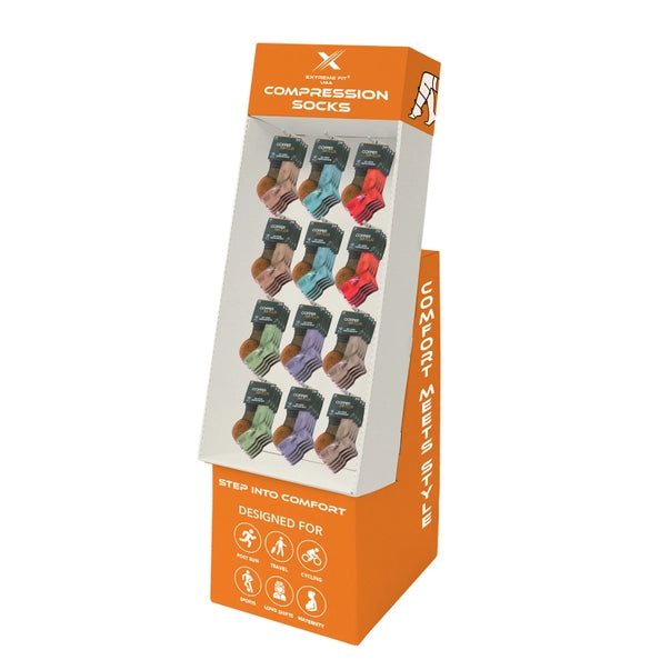 48-PAIRS ANKLE COMPRESSION SOCKS WITH FREE DISPLAY
