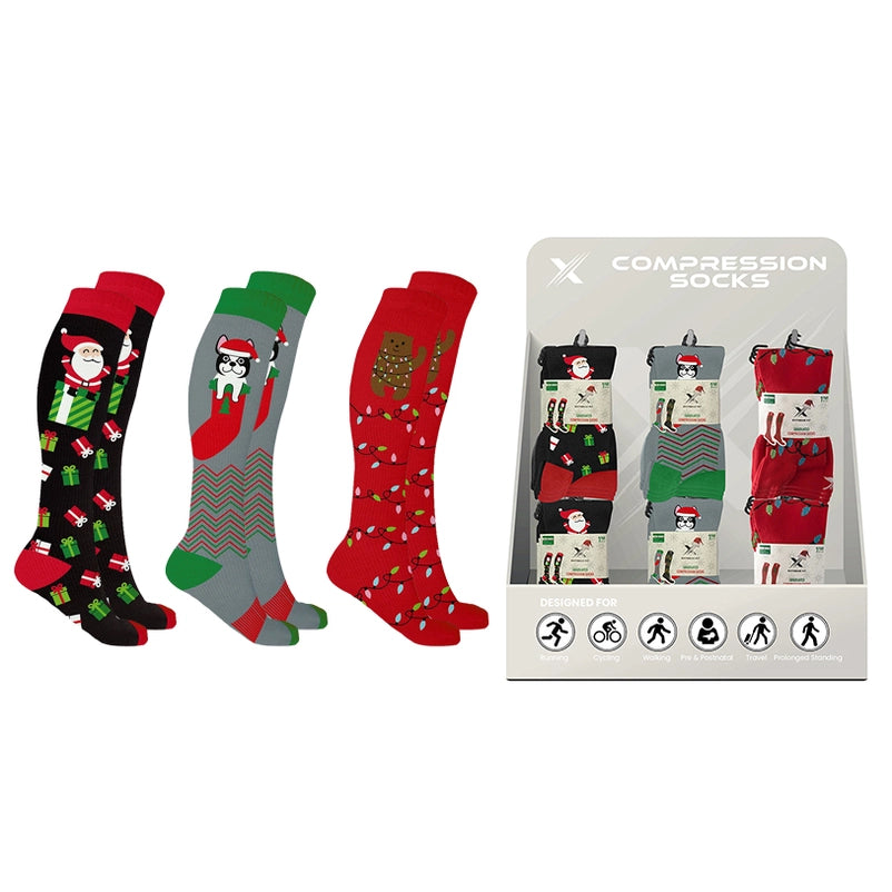 CHRISTMAS 2025 COMPRESSION SOCKS WITH FREE DISPLAY(24-PAIRS)
